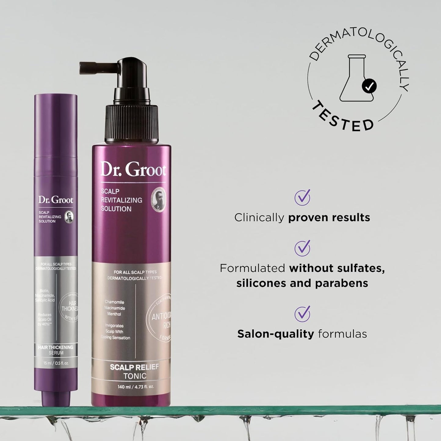 Dr. Groot Thickening Scalp Serum and Calming Tonic Set for Hair Loss